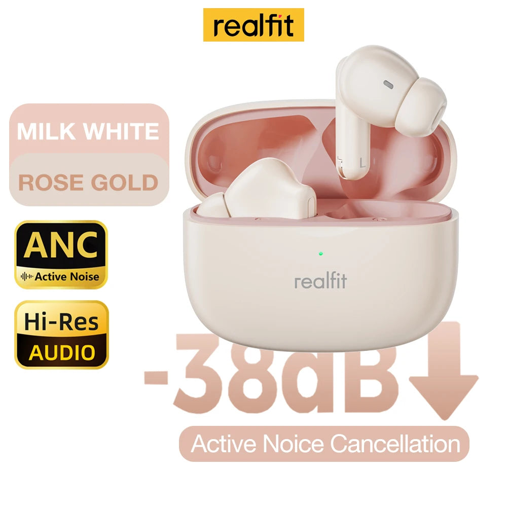 Realfit F3 ANC Active Noise Cancellation Bluetooth Earphones ENC Call (HIFI Stereo Surreal fit) superb Bass Wireless Earbuds (Sport and Gaming) 4.9 🌟
