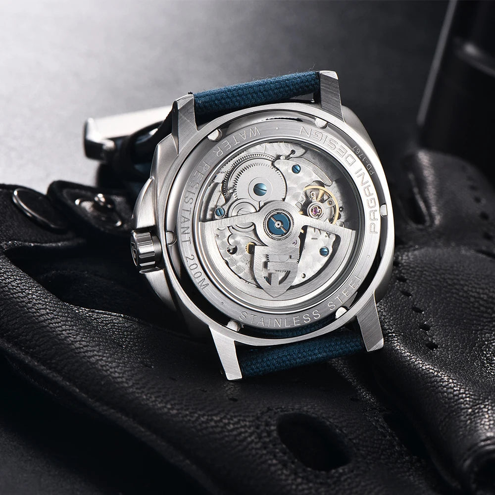 PAGANI DESIGN New Men's Automatic Mechanical Diving Watch 200m Waterproof AR Sapphire Glass Energy Storage Display Gift Box Set