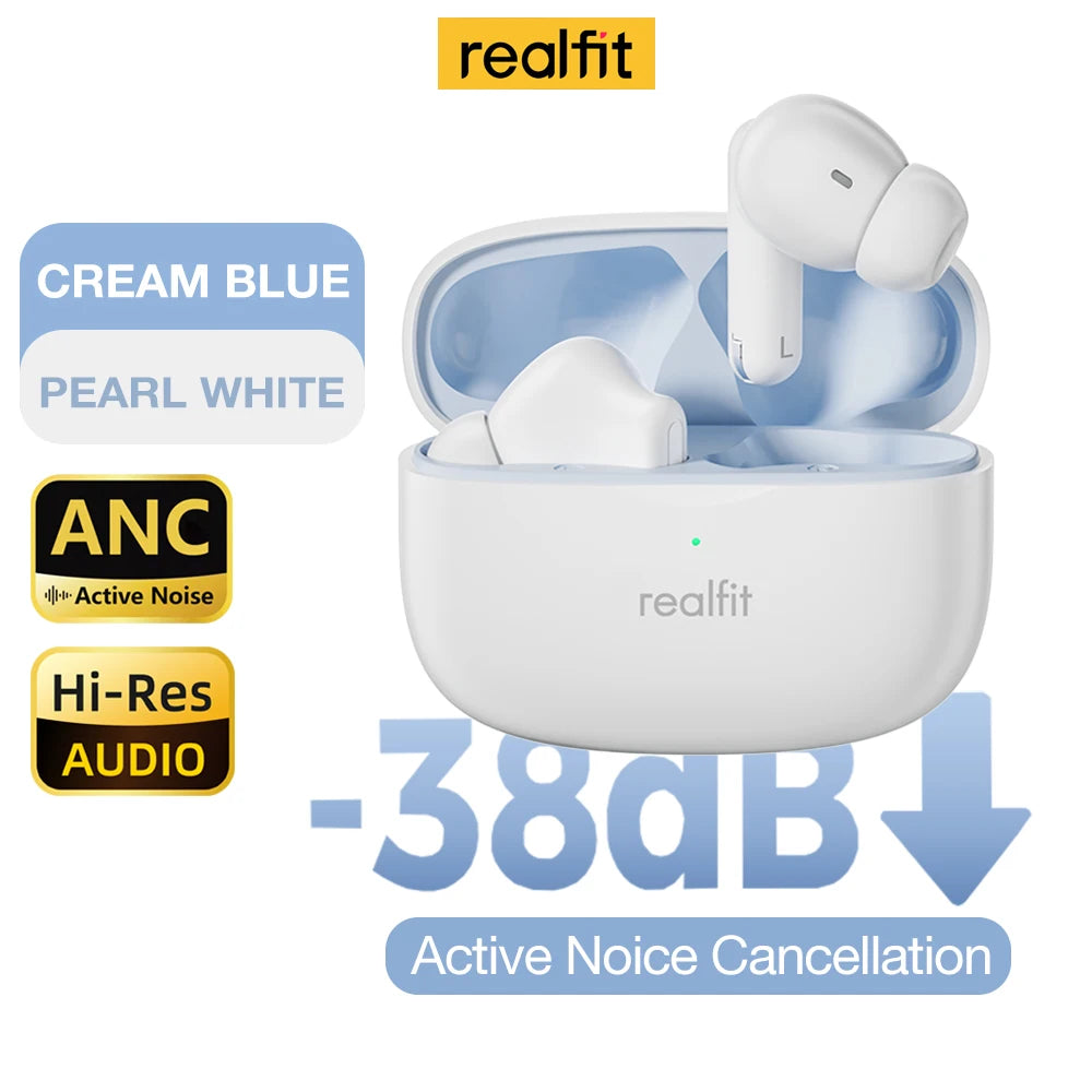 Realfit F3 ANC Active Noise Cancellation Bluetooth Earphones ENC Call (HIFI Stereo Surreal fit) superb Bass Wireless Earbuds (Sport and Gaming) 4.9 🌟