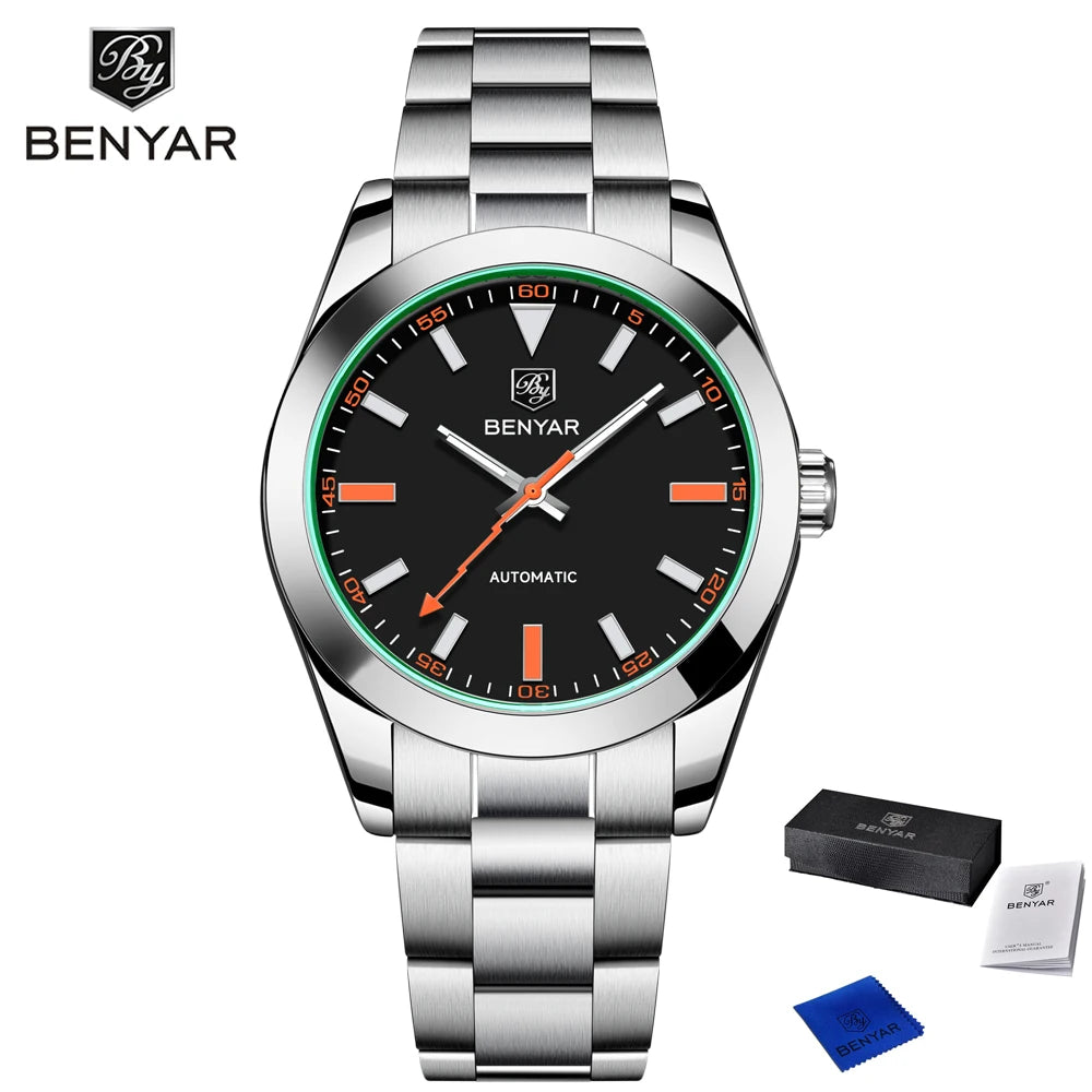 2025 New BENYAR Men’s Watches Luxury Mechanical Wristwatch Automatic Luminous Waterproof with Gift Box