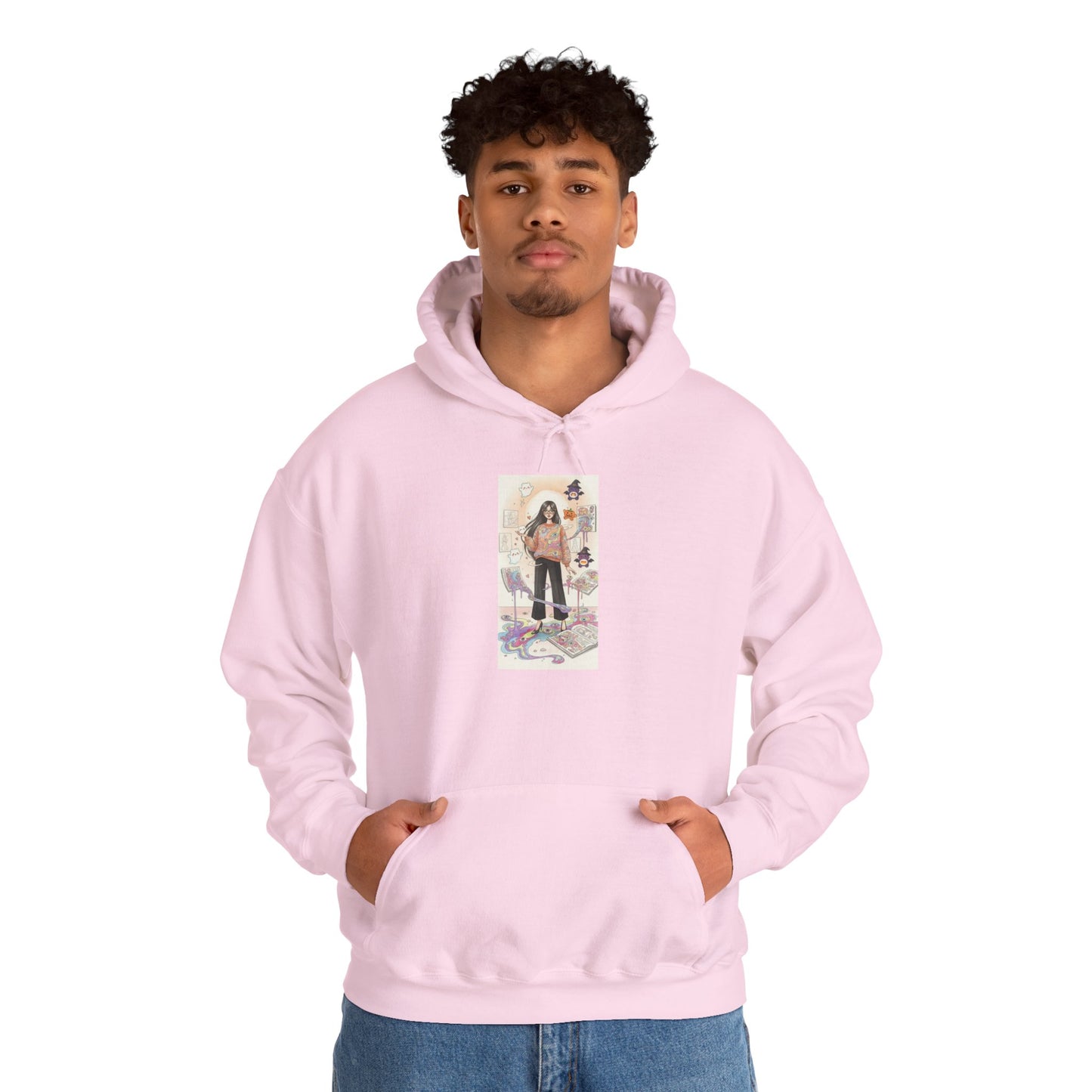 Hooded Sweatshirt Whimsical Girl with Watercolor Illustration