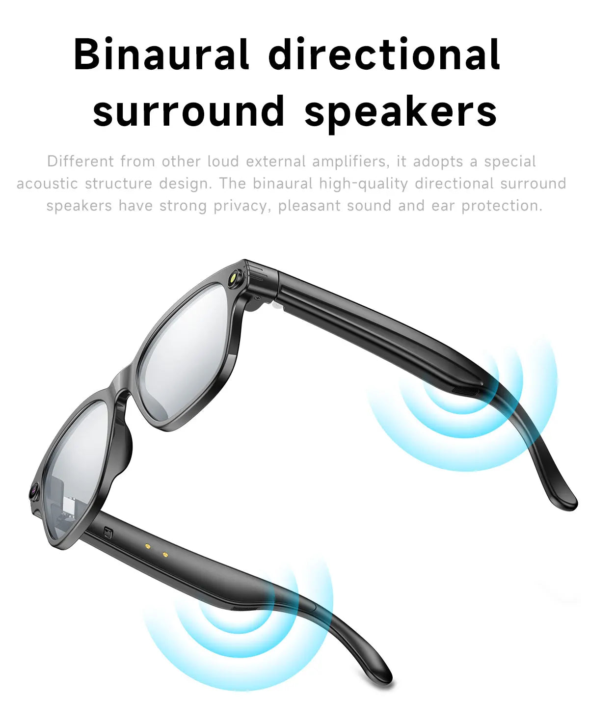 Smart Glasses Wireless Bluetooth Call Voice Assistant TWS Earphones AI Translation Anti-glare Audio Sunglasses with Mic Speaker