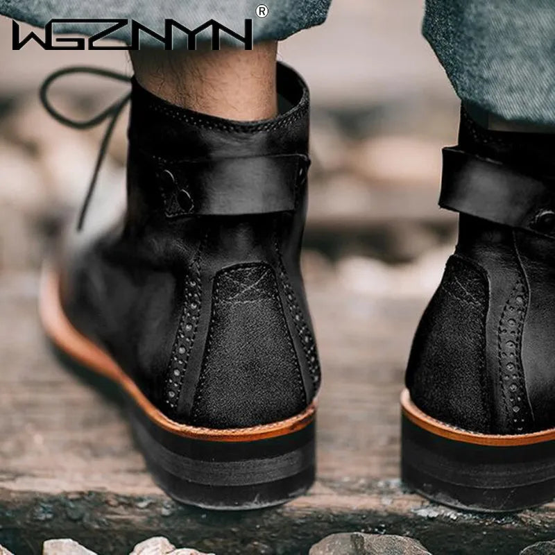 Luxury Retro Men's Leather Lace-up Flat Casual Shoes