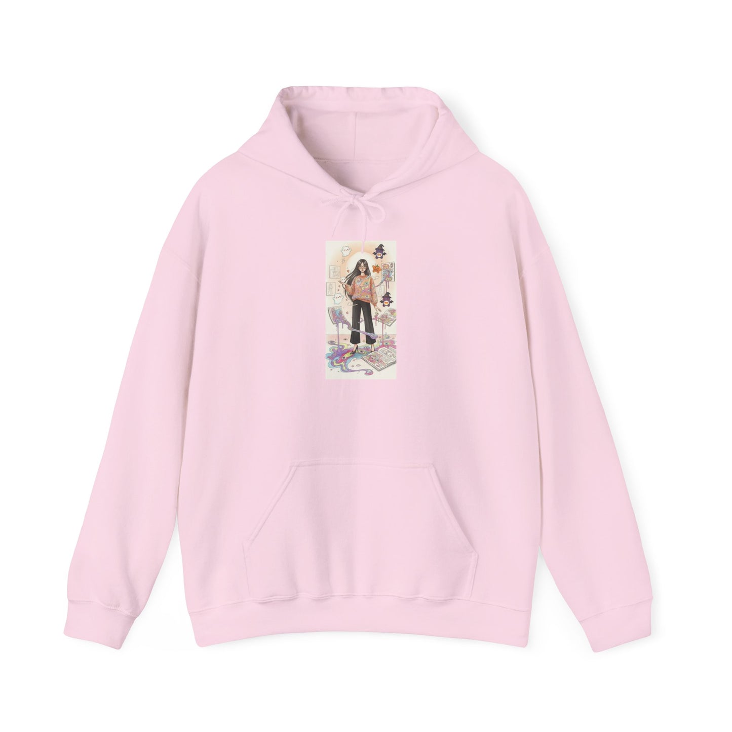 Hooded Sweatshirt Whimsical Girl with Watercolor Illustration
