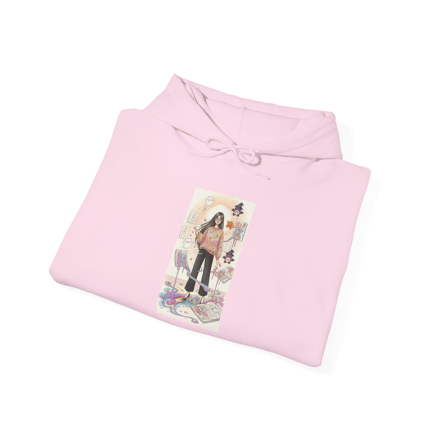 Hooded Sweatshirt Whimsical Girl with Watercolor Illustration