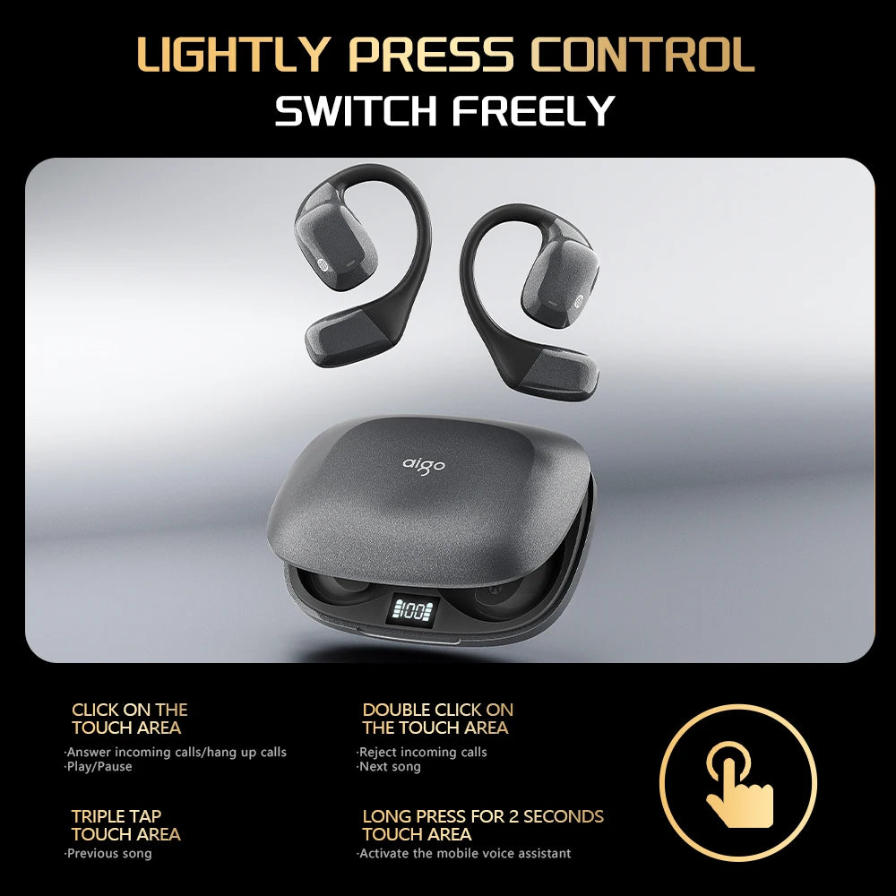 Aigo SJ10 AI Translator Multilingual Earphone 500mAh Battery Wireless Headset (HD Voice Headphone For Office And Travel)