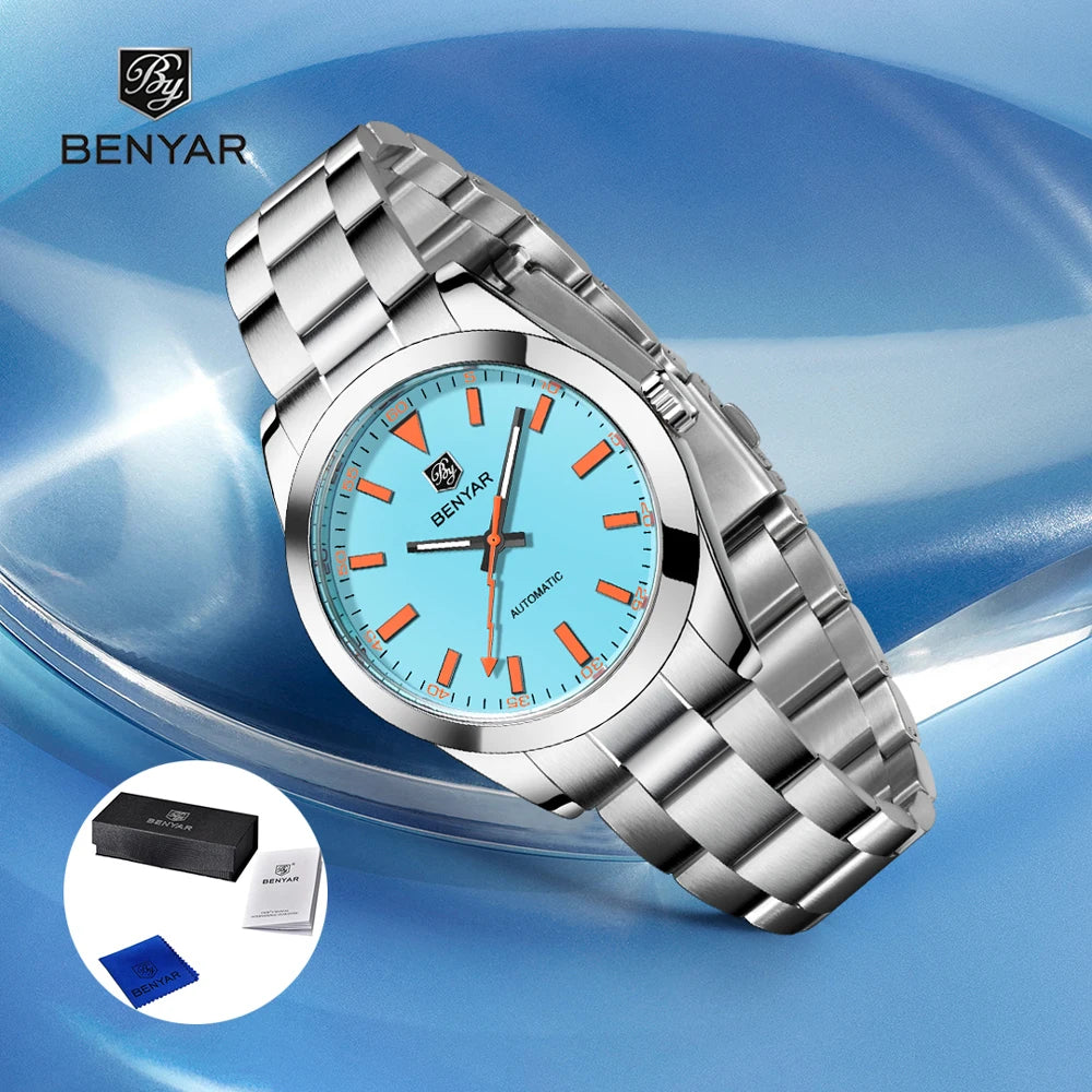2025 New BENYAR Men’s Watches Luxury Mechanical Wristwatch Automatic Luminous Waterproof with Gift Box