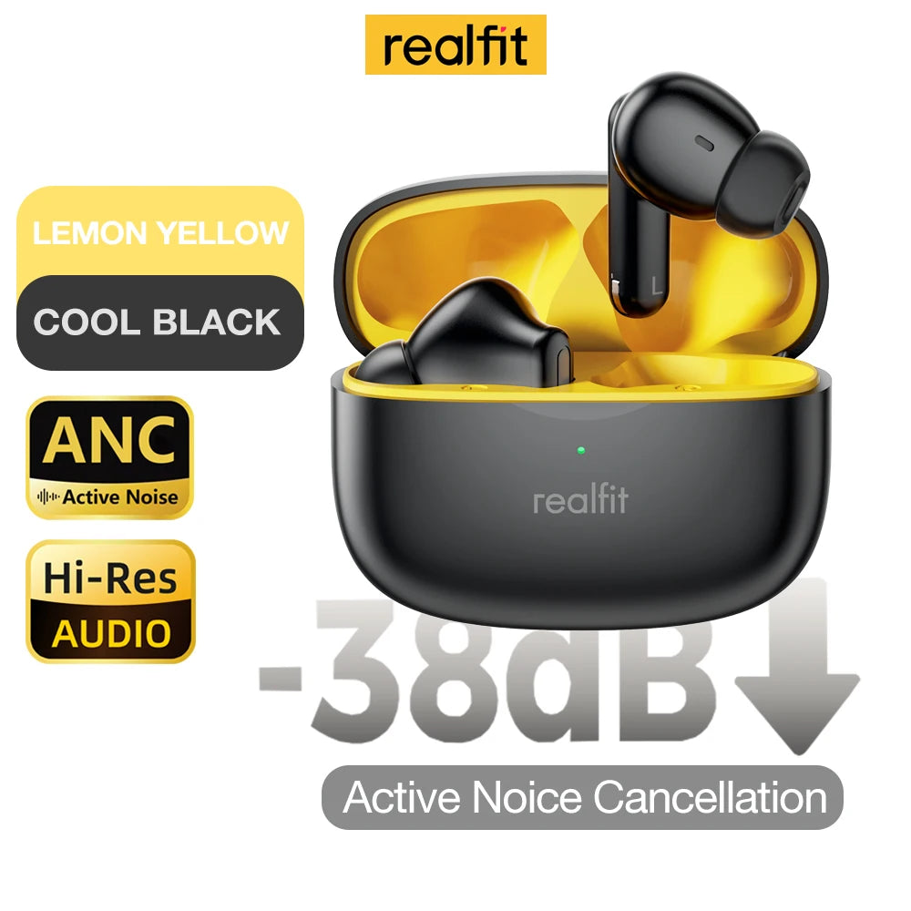 Realfit F3 ANC Active Noise Cancellation Bluetooth Earphones ENC Call (HIFI Stereo Surreal fit) superb Bass Wireless Earbuds (Sport and Gaming) 4.9 🌟