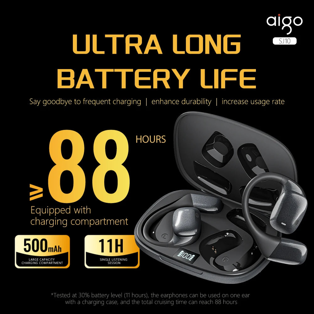 Aigo SJ10 AI Translator Multilingual Earphone 500mAh Battery Wireless Headset (HD Voice Headphone For Office And Travel)