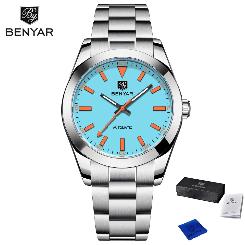 2025 New BENYAR Men’s Watches Luxury Mechanical Wristwatch Automatic Luminous Waterproof with Gift Box