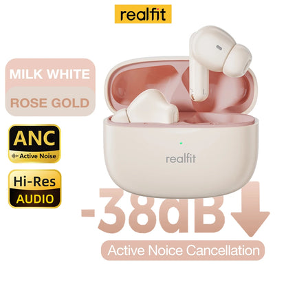 Realfit F3 ANC Active Noise Cancellation Bluetooth Earphones ENC Call (HIFI Stereo Surreal fit) superb Bass Wireless Earbuds (Sport and Gaming) 4.9 🌟