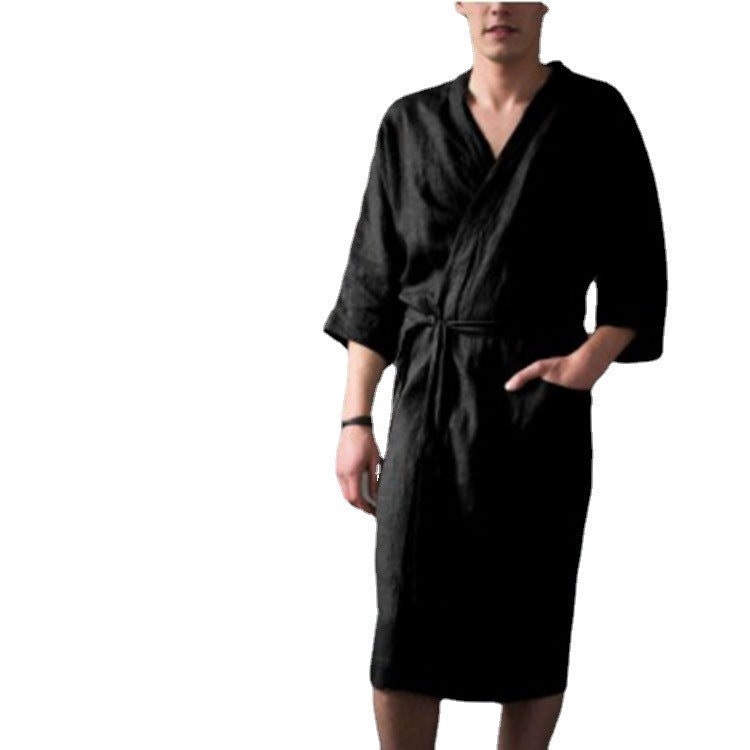 Men's Linen Hemp Bathrobe