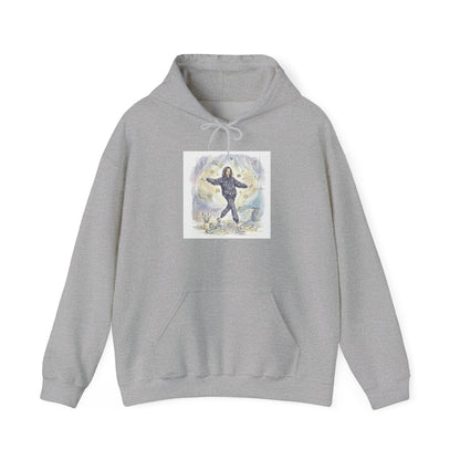 Hooded Sweatshirt Whimsical Girl with Flying Newspapers Illustration