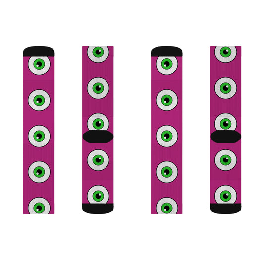 Fuschia Eyeball Crew Socks
