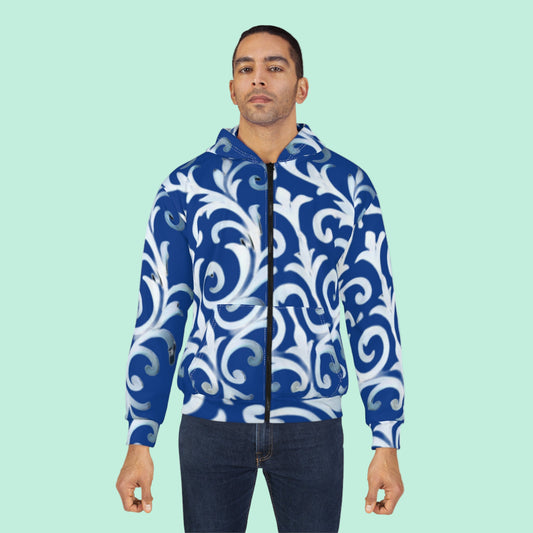 Milan Zipped Hoodie 2 - Cobalt Scroll Runway Edition
