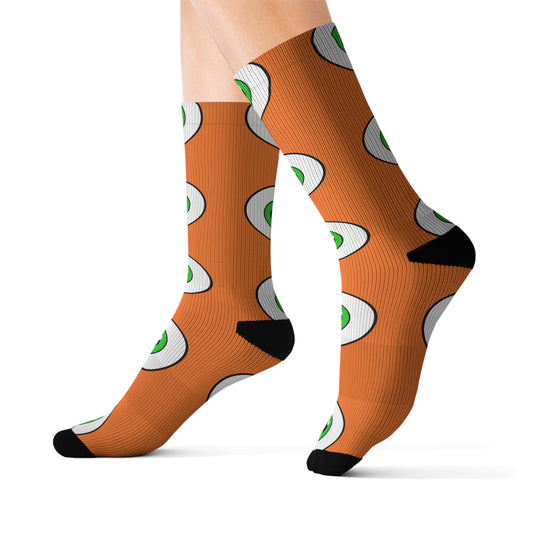 Orange Eyeball Crew Socks