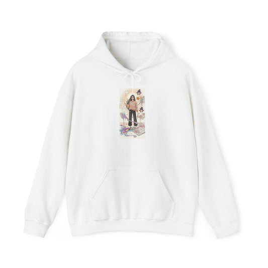 Hooded Sweatshirt Whimsical Girl with Watercolor Illustration