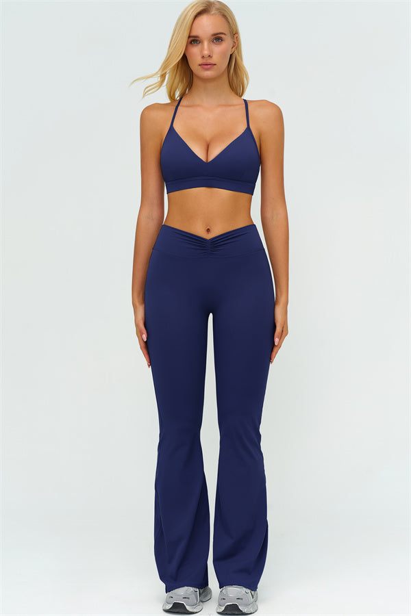The Lushness Y-Back Sports Bra Flared Leggings 2-Piece Set