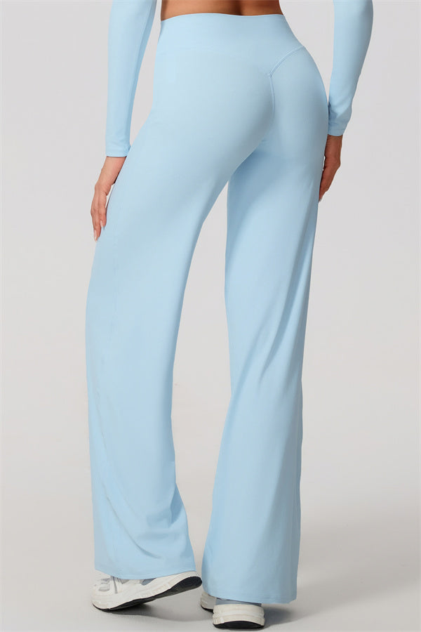 The Nestle Long Sleeve Crop Top Straight Leg Pants 2-Piece Set