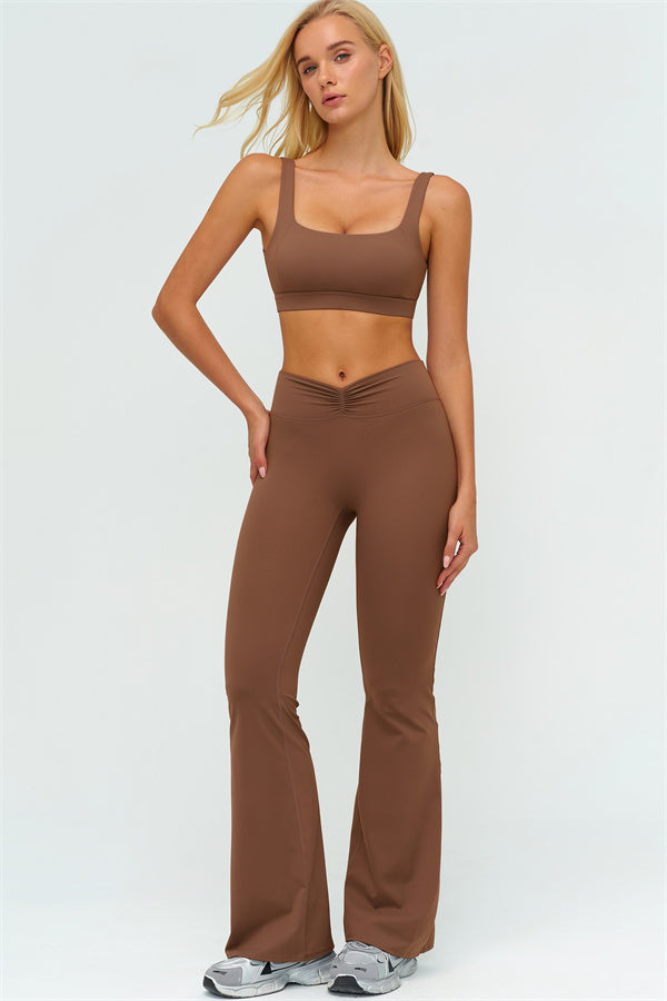 The Lushness V-Back Sports Bra Flared Leggings 2-Piece Set