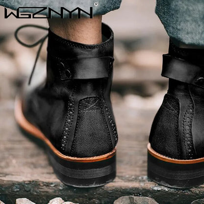 Luxury Retro Men's Leather Lace-up Flat Casual Shoes