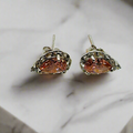 Rhodium Plated Teardrop Silver Pink CZ Stud Earrings - Hypoallergenic Luxury Jewelry | Women's | Amtikiss Casuals