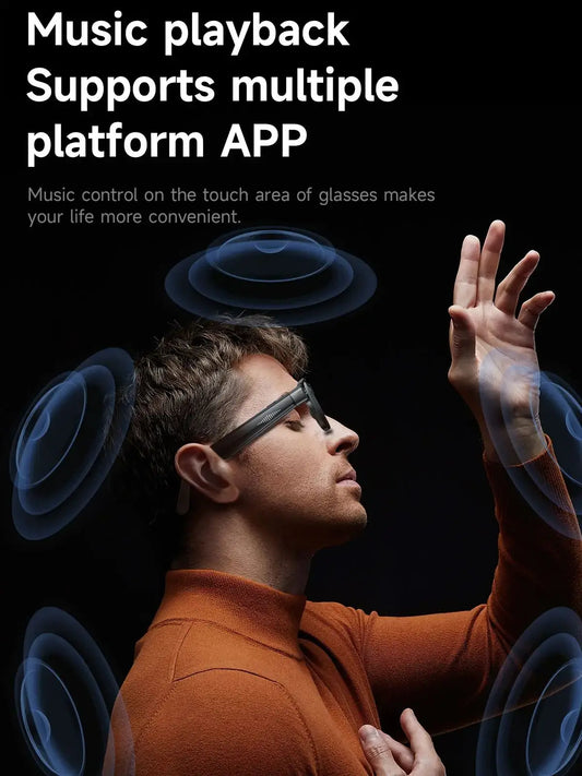 Smart Glasses Wireless Bluetooth Call Voice Assistant TWS Earphones AI Translation Anti-glare Audio Sunglasses with Mic Speaker