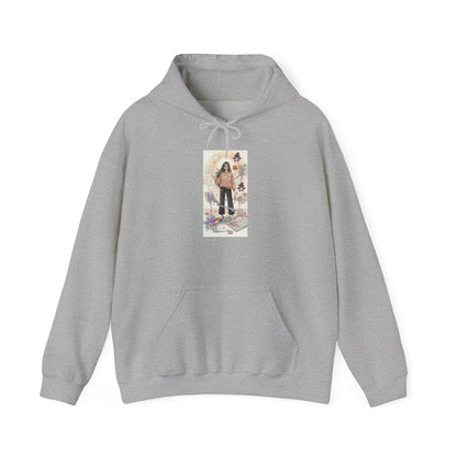 Hooded Sweatshirt Whimsical Girl with Watercolor Illustration