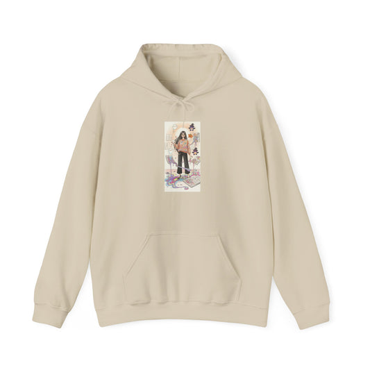Hooded Sweatshirt Whimsical Girl with Watercolor Illustration