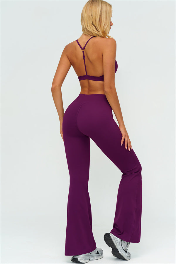 The Lushness Y-Back Sports Bra Flared Leggings 2-Piece Set