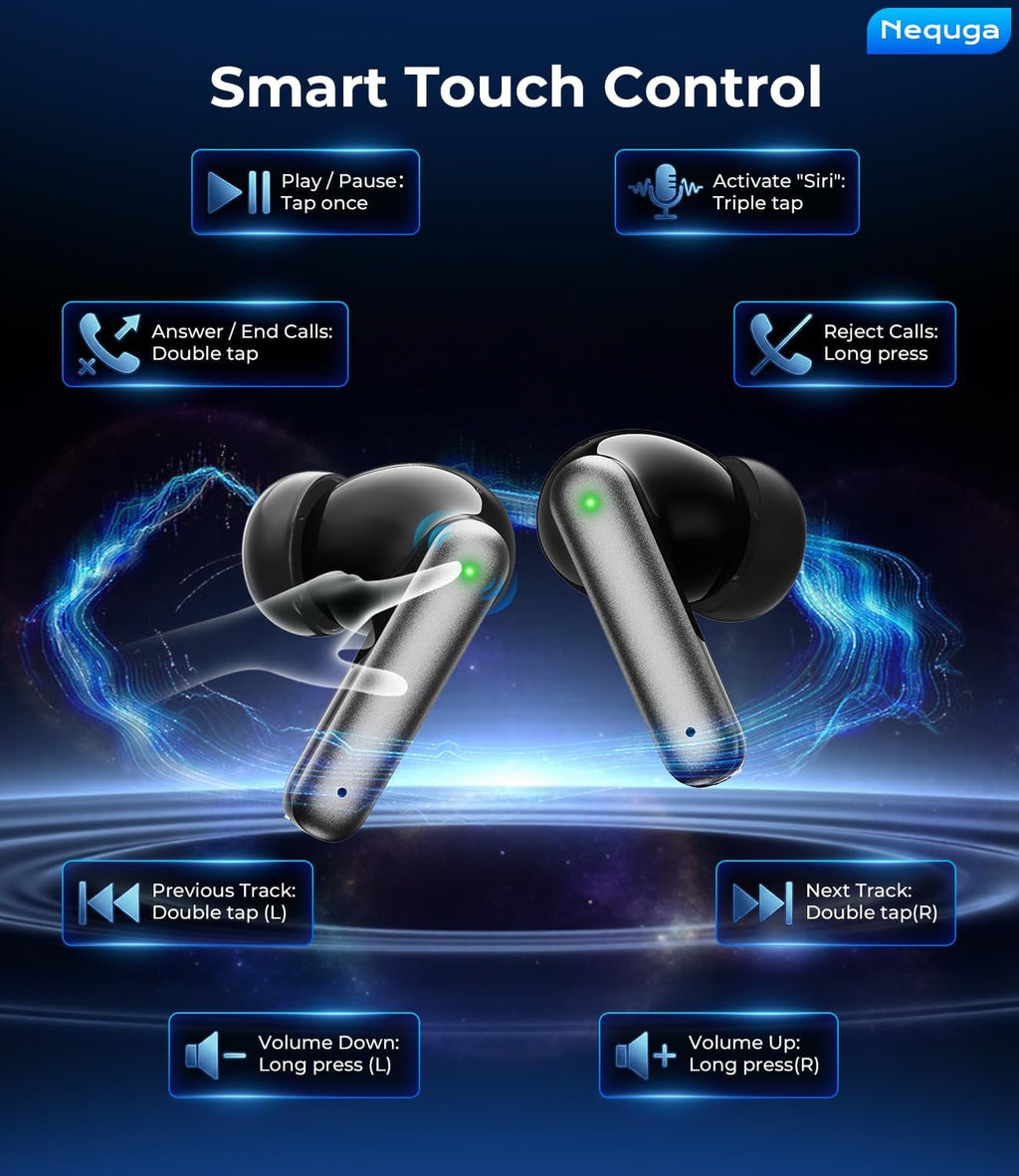 Wireless Earbuds — 50H Playtime, IPX7 Waterproof
