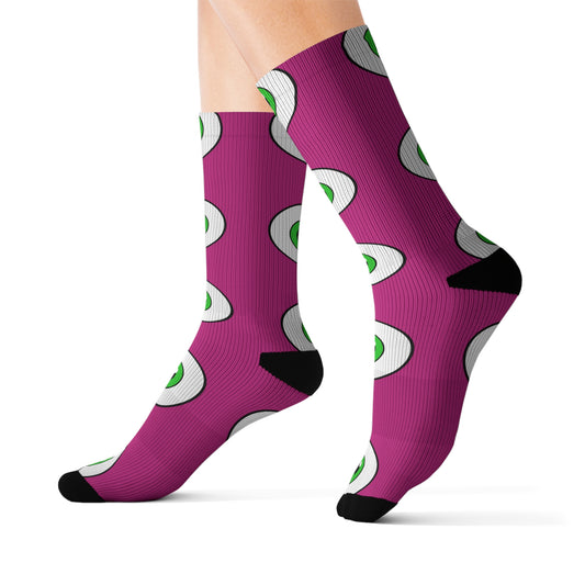 Fuschia Eyeball Crew Socks