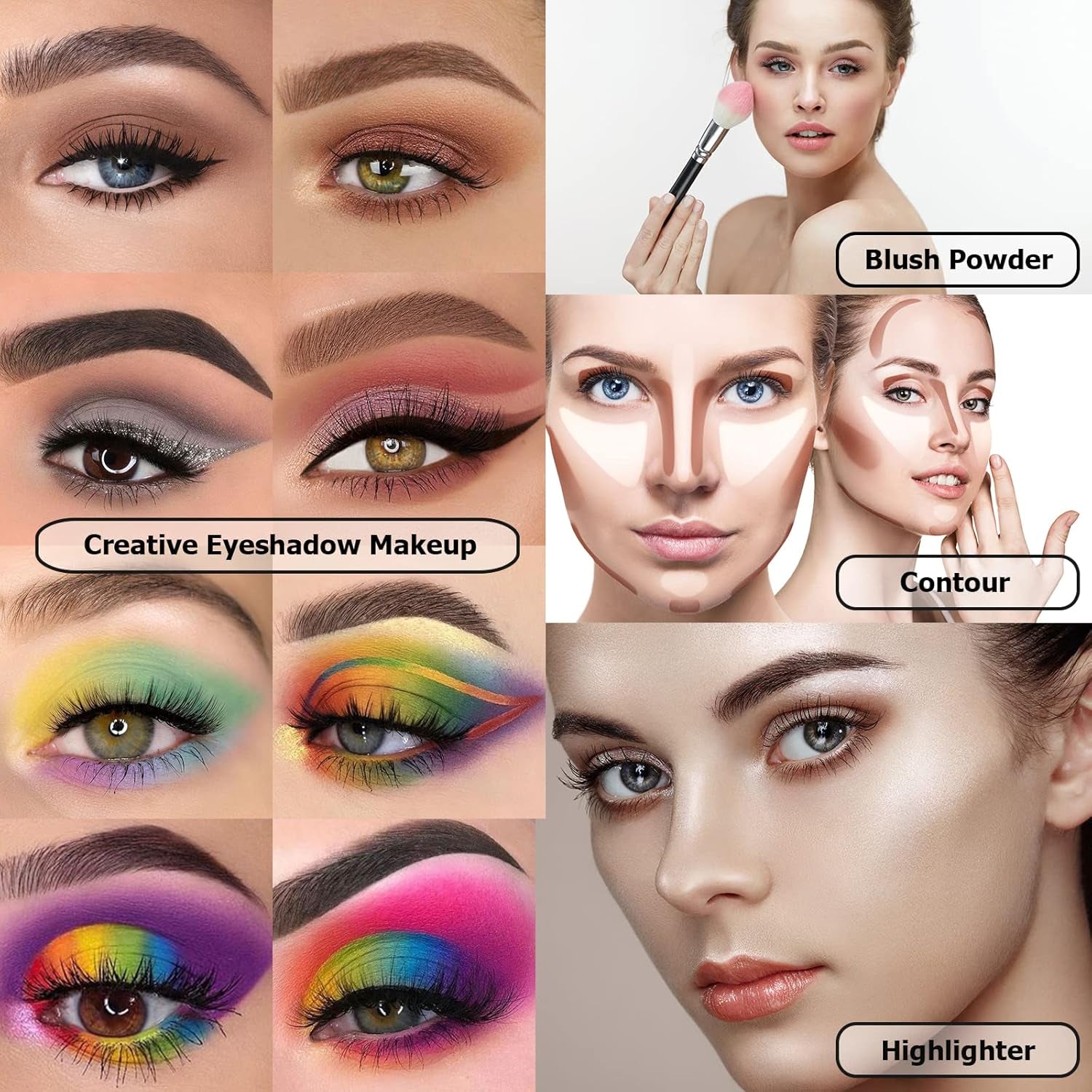 UCANBE Eyeshadow and Blush Palette with 15Pcs Brushes Makeup Set