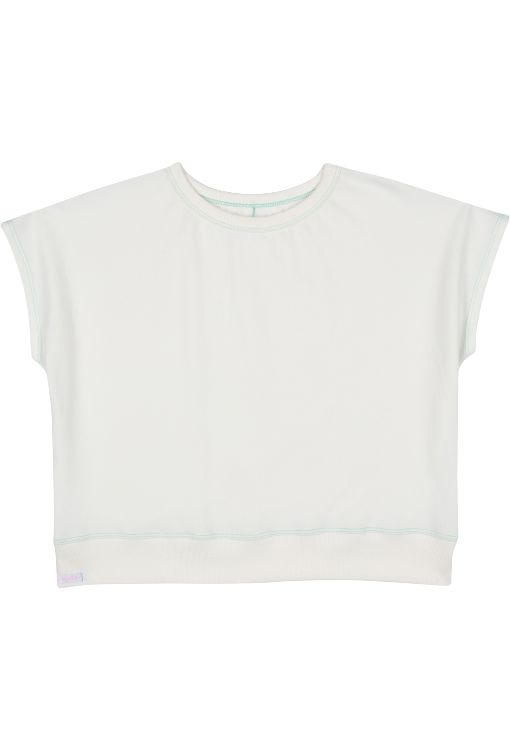 The Bateau Top - Natural with Green Stitching