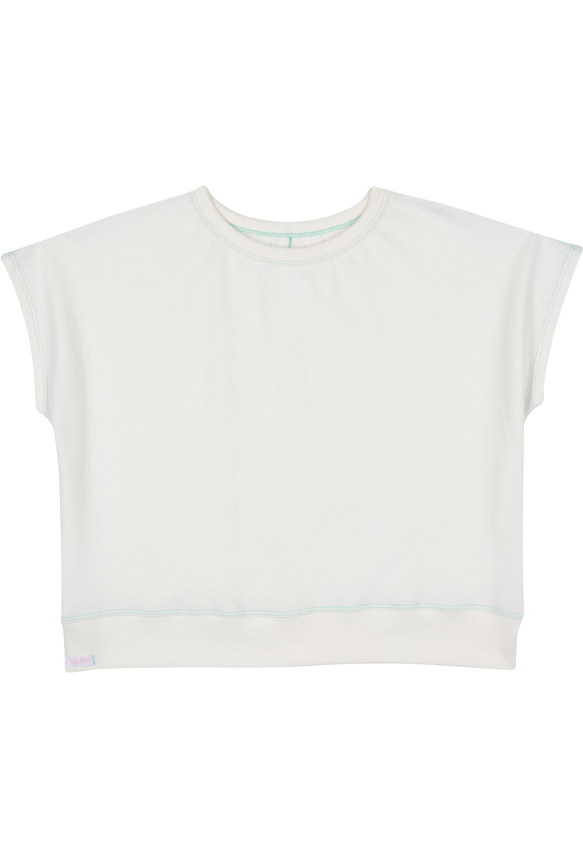 The Bateau Top - Natural with Green Stitching