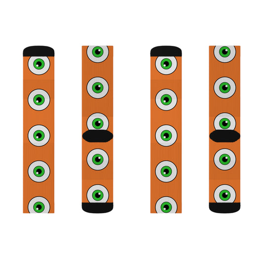 Orange Eyeball Crew Socks