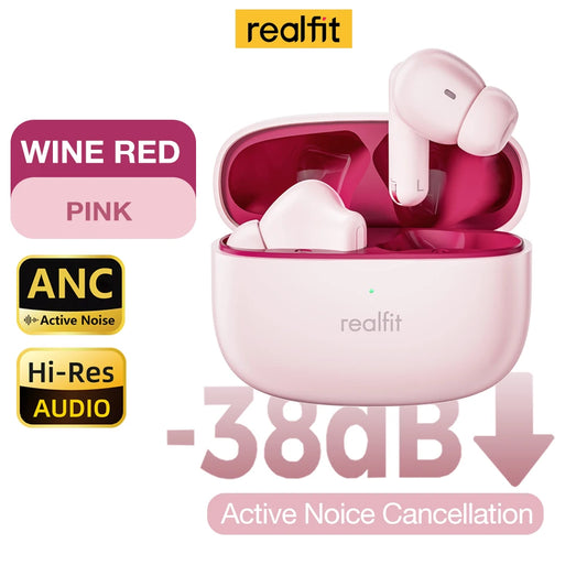 Realfit F3 ANC Active Noise Cancellation Bluetooth Earphones ENC Call (HIFI Stereo Surreal fit) superb Bass Wireless Earbuds (Sport and Gaming) 4.9 🌟