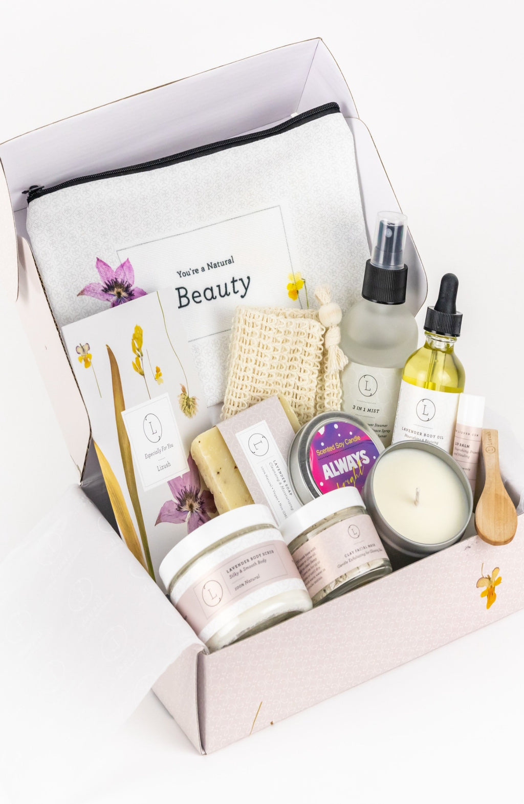 Spa Gift Box, Natural Lavender Bath & Body Relaxing Package for Mother’s Day
