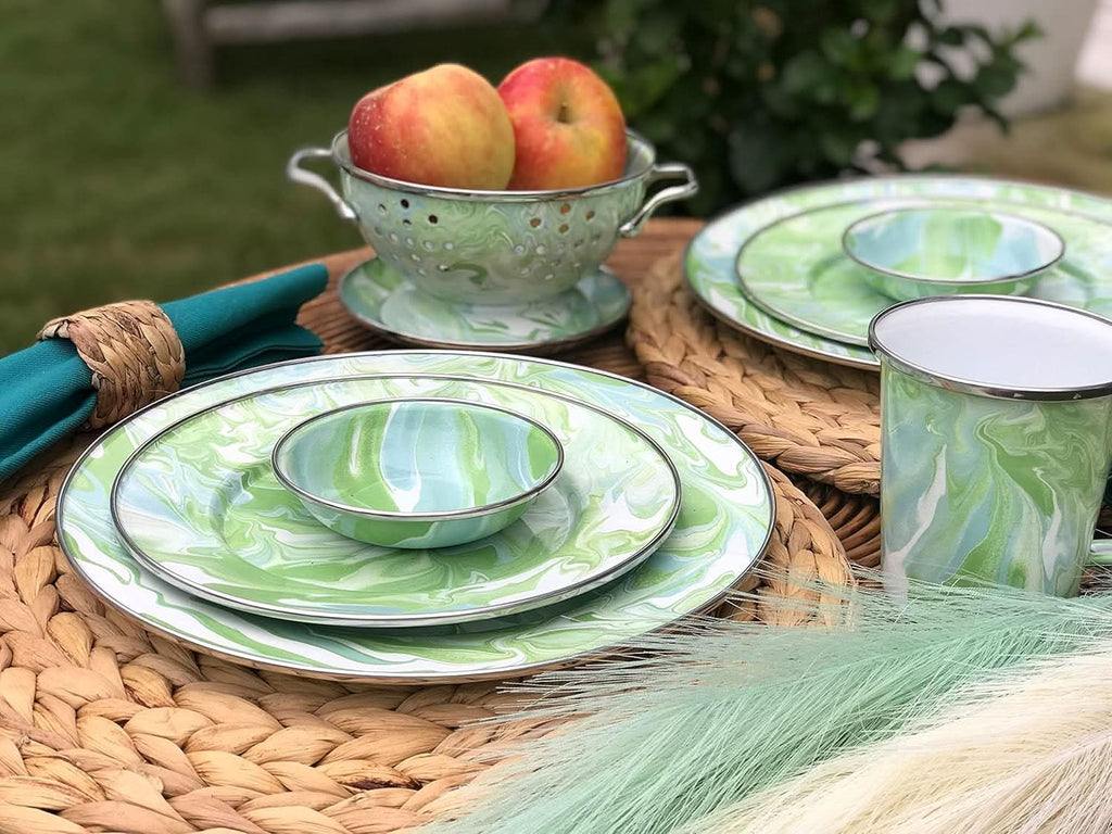 Golden Rabbit Enamelware Modern Monet Dinner Plates - Set of 4