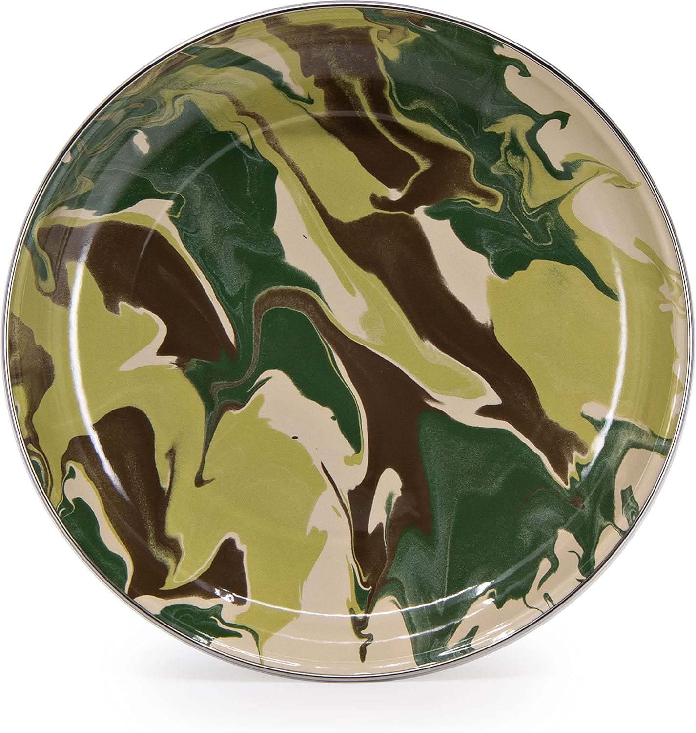 Golden Rabbit Enamelware - Set of 4-10" Pasta Plates (Camouflage)
