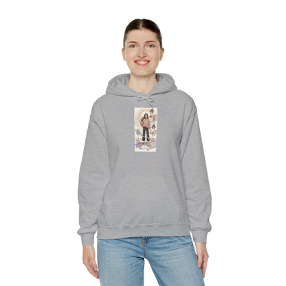 Hooded Sweatshirt Whimsical Girl with Watercolor Illustration
