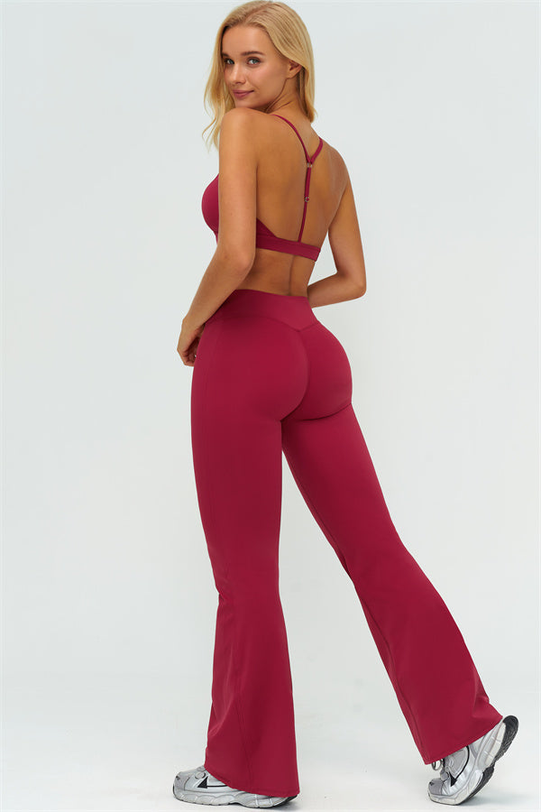 The Lushness Y-Back Sports Bra Flared Leggings 2-Piece Set