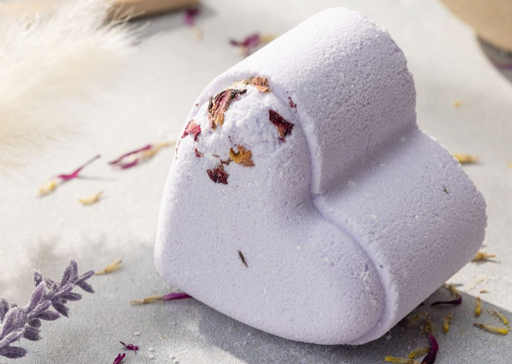 Bath Bombs - Lavender - Set of 5 Heart-Shaped Gift Box - Best Valentine's Gift