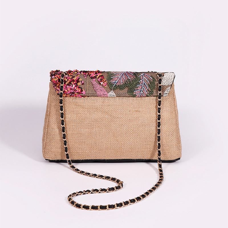 New Mother's Day Gift: Embroidered Sequin Summer Woven Straw Bag
