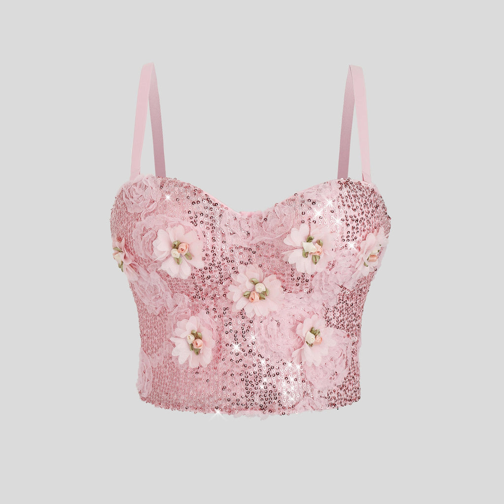 French Gentle Tube Top Women's Mesh Three-Dimensional Floral Light Luxury Corset Bra