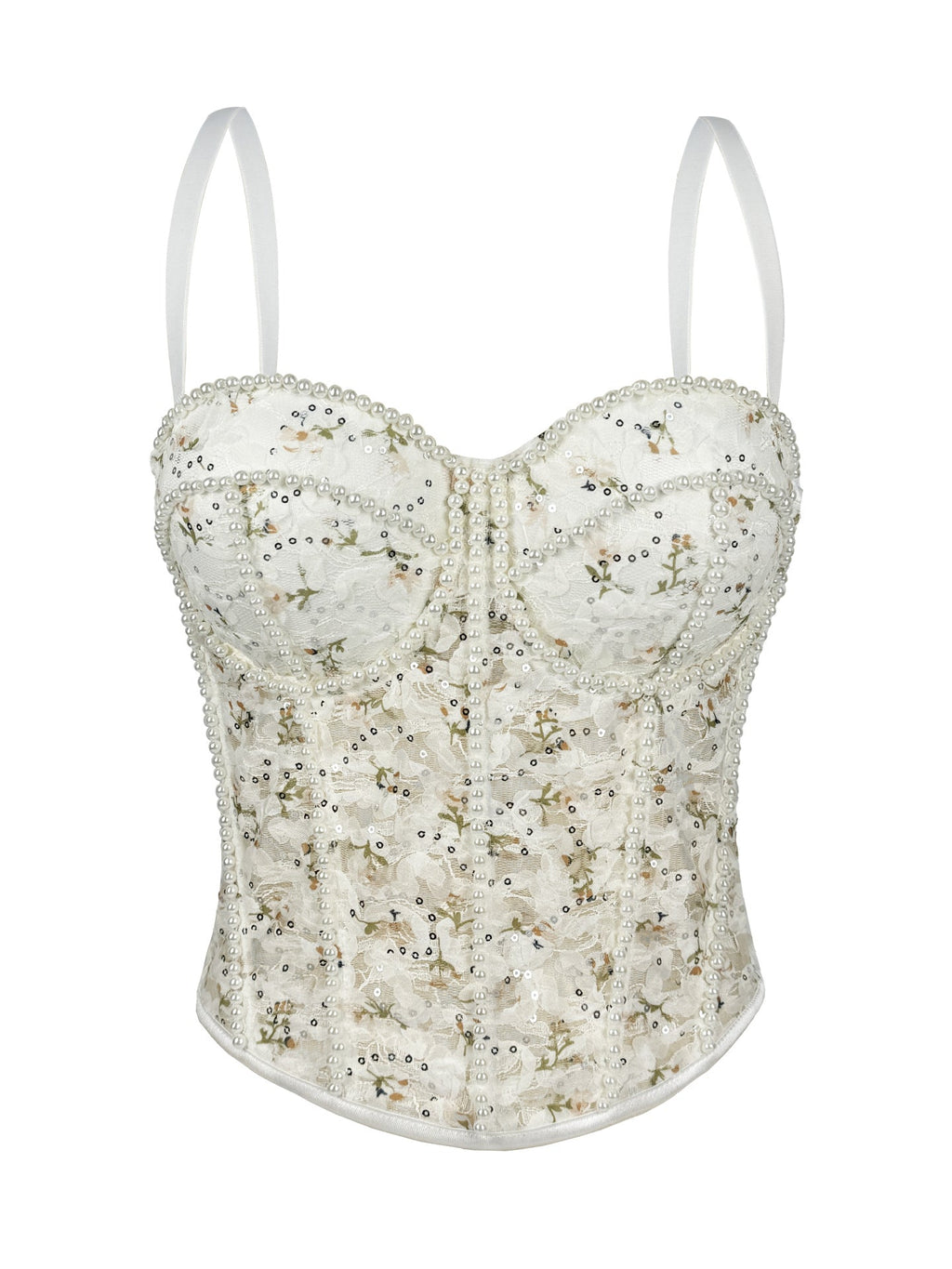 Pearl Mesh Corset Transparent Lace Slim Fit