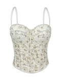 Pearl Mesh Corset Transparent Lace Slim Fit