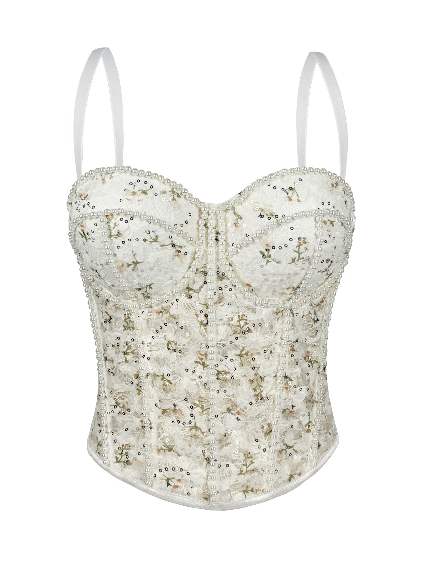 Pearl Mesh Corset Transparent Lace Slim Fit