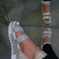 Women's Sandals: Ladies' Buckle Strap Casual Flat Platform Colorful Beach Sandals for Summer