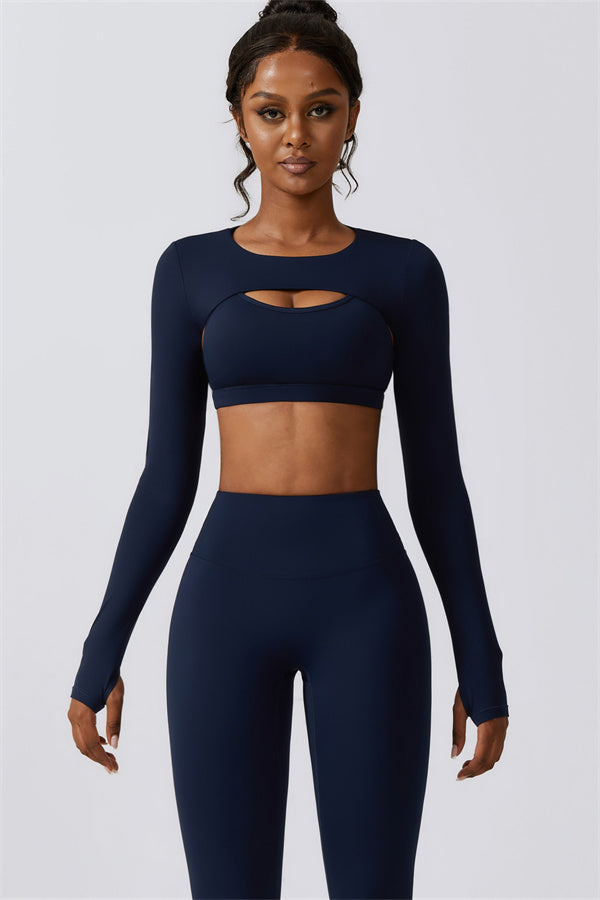 Juno Star Crop Top Sports Bra Leggings 3-Piece Set